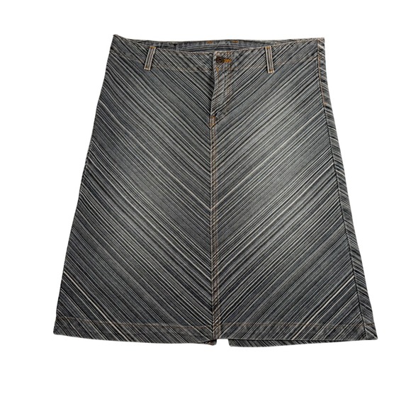 Lucky Brand Dresses & Skirts - Lucky Brand Denim Skirt Womens 10 Blue Striped A-Line American Made‎ Y2K Boho